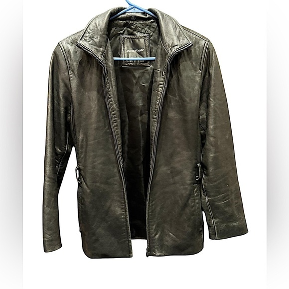 Andrew Marc genuine Black Leather Jacket no belt size XS - Picture 1 of 7